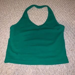 Green cropped halter top